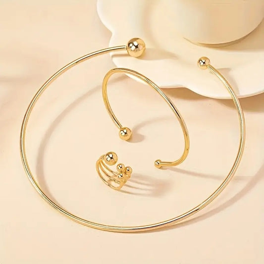 Einzigartiges Design Hochwertige Damenkette Armband Ring Set
